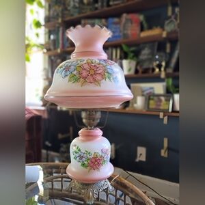 Vintage Floral Glass Lamp